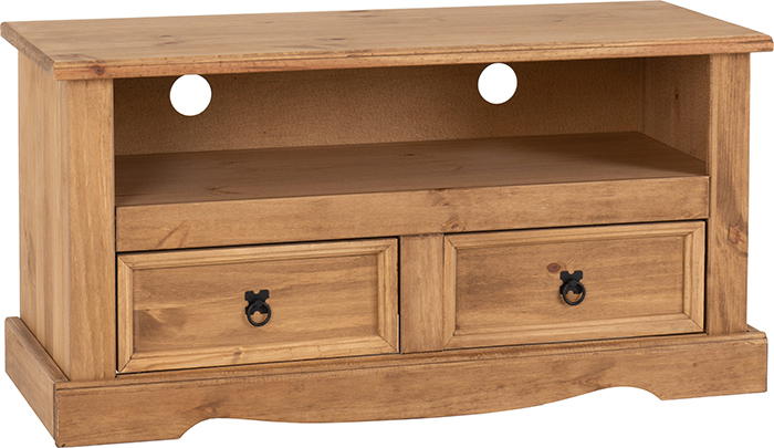 Corona 2 Drawer Flat Screen TV Unit In Distressed Waxed Pine Corona 2 Drawer Flat Screen TV Unit In Distressed Waxed Pine